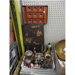 Box Lot of Assorted Metal & Other Decoratives