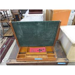 Vintage Wood Case with Blue Print Roller