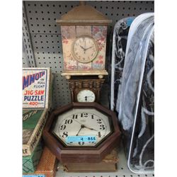 Vintage Hard Cover Books & 3 Clocks