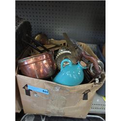 Box Lot of Metal Decor & Other Goods