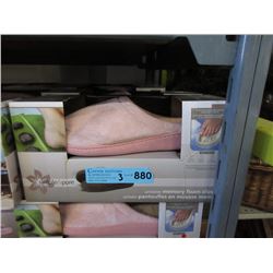 3 Pairs of New Pink Memory Foam Slippers - Size L