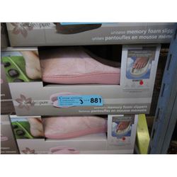 3 Pairs of New Pink Memory Foam Slippers - Size L