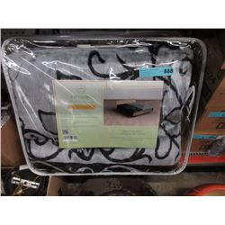 New Queen Size Grey & Black Sherpa Blanket