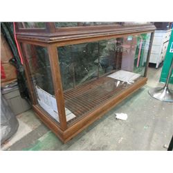 Vintage Oak Display Cabinet on Casters