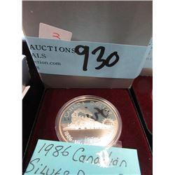 1986 Canadian Silver Dollar Coin - .500 Silver