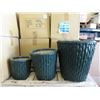 Image 1 : 2 New 3 Piece Sets of Glazed Ceramic Plant Pots