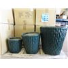 Image 1 : 2 New 3 Piece Sets of Glazed Ceramic Plant Pots