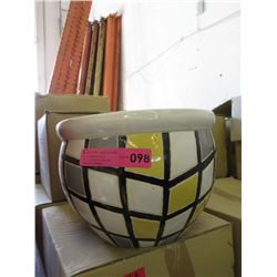 New 3 Piece Glazed Ceramic Planter Set - Geometric