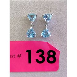 New Sterling Silver Blue Topaz Dangle Earrings