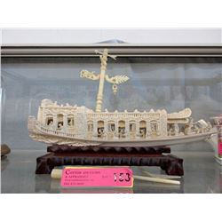 Carved Resin Asian Ship Model