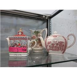2 Vintage Sadler Tea Pots & Meakin Jug