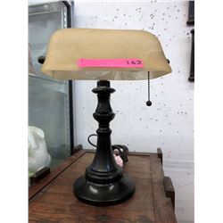 Metal Bankers Lamp with Glass Shade