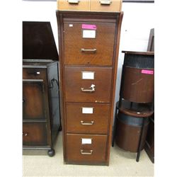 Vintage 4 Drawer Oak File Cabinet