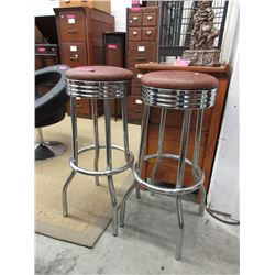 Pair of 30" Chrome Swivel Bar Stools