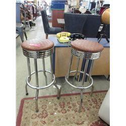 Pair of 30" Chrome Swivel Stools