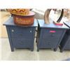 Pair of Wood 2 Door Night Stands Painted Blue
