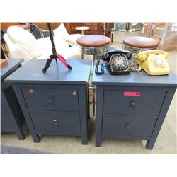 Pair of Wood 2 Door Night Stands Painted Blue