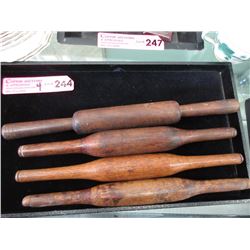 4 Vintage 12” Lacquered Wood Rolling Pins