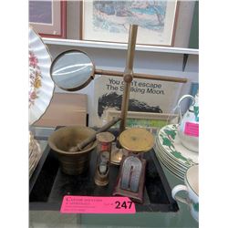 11" Brass Magnifier on Stand & More