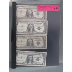 4 Vintage U.S. One Dollar Silver Certificates