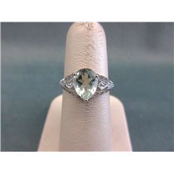 Green Amethyst & Diamond Ring