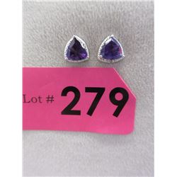 New Purple Amethyst & Diamond Earrings
