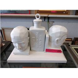 Pair of Resin Bookends & Ceramic Balm Jar