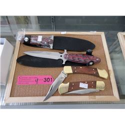 2 New Folding Knives & Two 5" Daggers