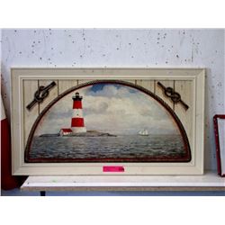 Framed Harbour Picture with Lighthouse
