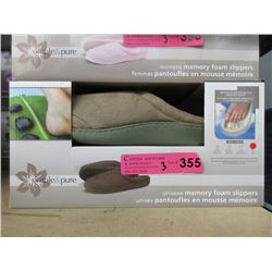 3 Pairs of New Brown Memory Foam Slippers - XL