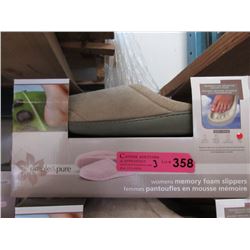 3 Pairs of New Brown Memory Foam Slippers - XL