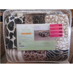 New Animal Block Print Queen Size Plush Blanket