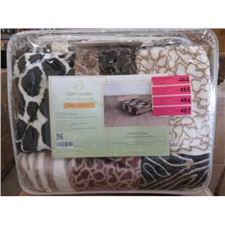 New Animal Block Print Queen Size Plush Blanket