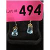 Vintage 10 KT Gold and Blue Topaz Earrings