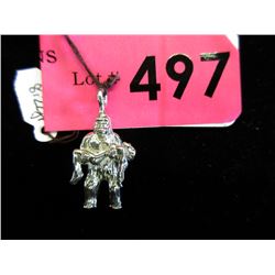 Large 3D Sterling Silver King Kong w/Girl Pendant