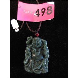 Carved Jade Buddha Pendant on Cord