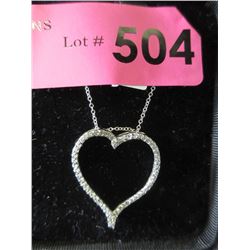 .925 Silver and Diamond Heart Necklace