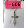Vintage 1 1/2" Sterling Silver Cross on Chain