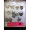 6 New Pairs of Sterling Silver Cat Head Earrings