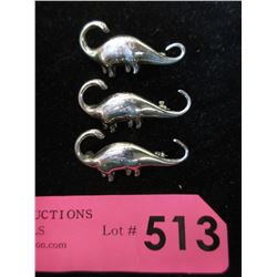 3 New Sterling Silver Dinosaur Brooches