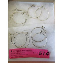 4 New Pairs of Sterling Silver 1 1/2  Hoop Earring