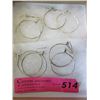 4 New Pairs of Sterling Silver 1 1/2" Hoop Earring