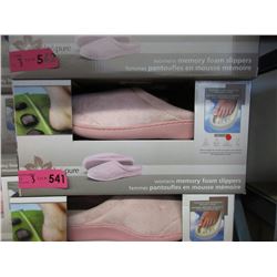 3 Pairs of New Pink Memory Foam Slippers - L