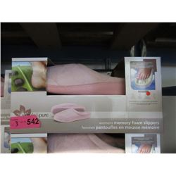 3 Pairs of New Pink Memory Foam Slippers - L