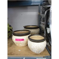 New 3 Piece Set of Ceramic Plant Pots
