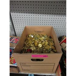 Large Box of Plastic Treasure Chest Coins