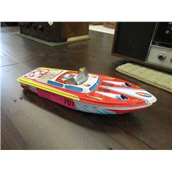 1960s Japanese Tin Lithograph Speed Boat