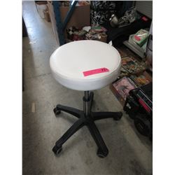 White Leatherette Swivel Stool on Casters