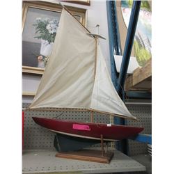 Large Wood Sail Boat Model