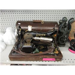 Vintage Singer Sewing Machine with Wood Case